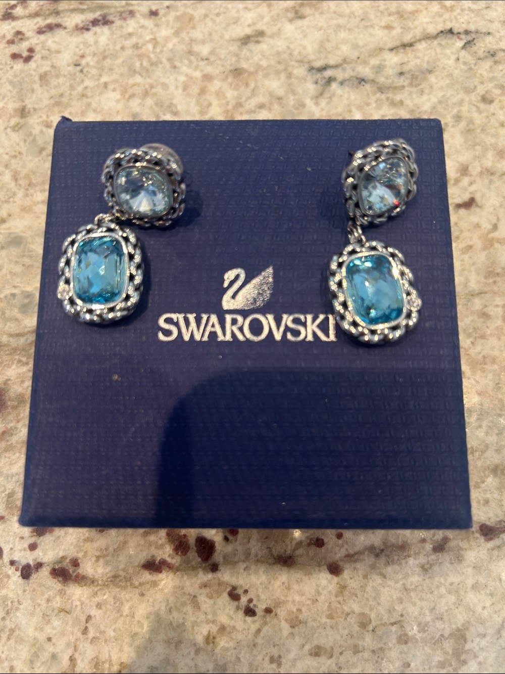 Swarovski Blue Crystal Drop Earrings